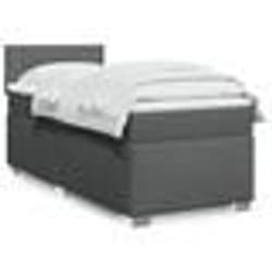vidaXL Sommier à lattes de lit avec matelas Gris foncé 90x200 cm Tissu - 90 x 200 cm