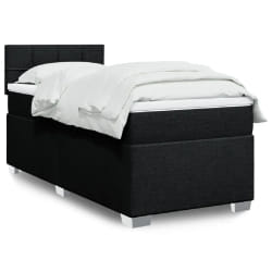 vidaXL Sommier à lattes de lit avec matelas Noir 90x200 cm Tissu - 90 x 200 cm