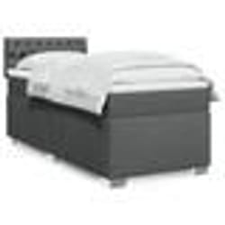 vidaXL Sommier à lattes de lit avec matelas Gris foncé 90x200 cm Tissu - 90 x 200 cm
