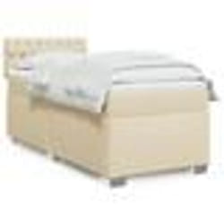vidaXL Sommier à lattes de lit avec matelas Crème 90x200 cm Tissu - 90 x 200 cm
