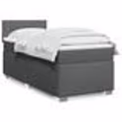 vidaXL Sommier à lattes de lit avec matelas Gris foncé 100x200cm Tissu - 100 x 200 cm
