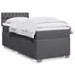 vidaXL Sommier à lattes de lit avec matelas Gris foncé 100x200cm Tissu - 100 x 200 cm