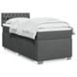 vidaXL Sommier à lattes de lit avec matelas Gris foncé 100x200cm Tissu - 100 x 200 cm
