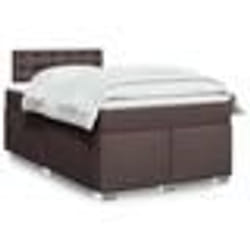 vidaXL Sommier à lattes de lit et matelas marron foncé 120x190cm tissu - 120 x 190 cm