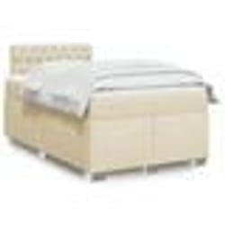 vidaXL Sommier à lattes de lit avec matelas Crème 120x200 cm Tissu - 120 x 200 cm