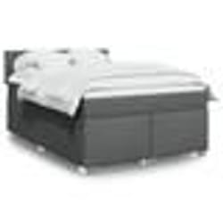 vidaXL Sommier à lattes de lit avec matelas Gris foncé 140x190cm Tissu - 140 x 190 cm