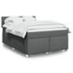 vidaXL Sommier à lattes de lit avec matelas Gris foncé 140x200cm Tissu - 140 x 200 cm
