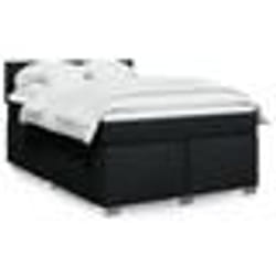 vidaXL Sommier à lattes de lit avec matelas Noir 140x200 cm Tissu - 140 x 200 cm