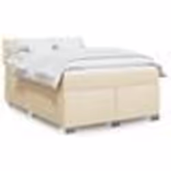 vidaXL Sommier à lattes de lit avec matelas Crème 160x200 cm Tissu - 160 x 200 cm
