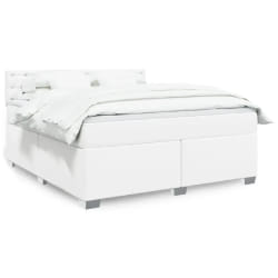 vidaXL Sommier à lattes de lit avec matelas Blanc 180x200cm Similicuir - 180 x 200 cm