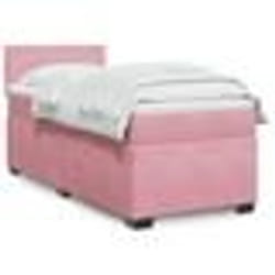 vidaXL Sommier à lattes de lit et matelas Rose 80x200 cm Velours - 80 x 200 cm