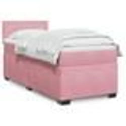 vidaXL Sommier à lattes de lit avec matelas Rose 90x190 cm Velours - 90 x 190 cm