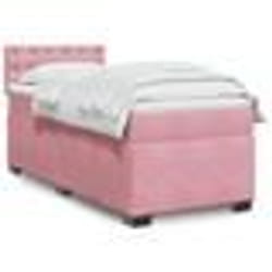 vidaXL Sommier à lattes de lit avec matelas Rose 90x190 cm Velours - 90 x 190 cm