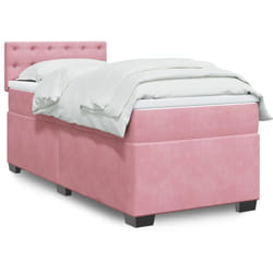 Vidaxl - Sommier À Lattes De Lit Avec Matelas Rose 90x200 Cm Velours