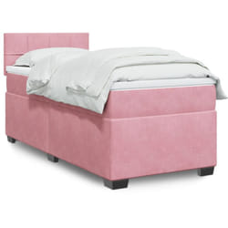 Vidaxl - Sommier À Lattes De Lit Avec Matelas Rose 90x200 Cm Velours