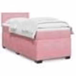 vidaXL Sommier à lattes de lit avec matelas Rose 100x200 cm Velours - 100 x 200 cm
