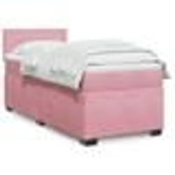 vidaXL Sommier à lattes de lit avec matelas Rose 100x200 cm Velours - 100 x 200 cm