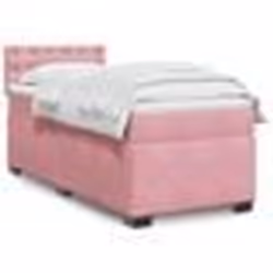 vidaXL Sommier à lattes de lit avec matelas Rose 100x200 cm Velours - 100 x 200 cm