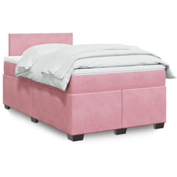 Vidaxl - Sommier À Lattes De Lit Avec Matelas Rose 120x190 Cm Velours