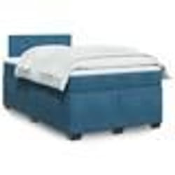 vidaXL Sommier à lattes de lit et matelas bleu foncé 120x190cm velours - 120 x 190 cm