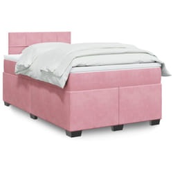 Vidaxl - Sommier À Lattes De Lit Avec Matelas Rose 120x190 Cm Velours