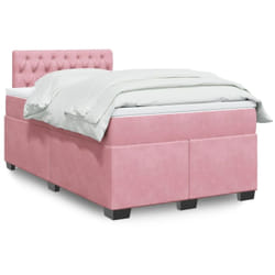 Vidaxl Sommier À Lattes De Lit Avec Matelas Rose 120x190 Cm Velours