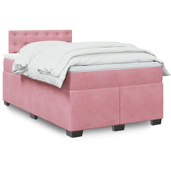 Vidaxl - Sommier À Lattes De Lit Avec Matelas Rose 120x190 Cm Velours
