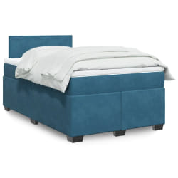 vidaXL Sommier à lattes de lit et matelas Bleu foncé 120x200cm Velours
