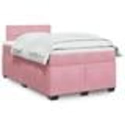 vidaXL Sommier à lattes de lit avec matelas Rose 120x200 cm Velours - 120 x 200 cm