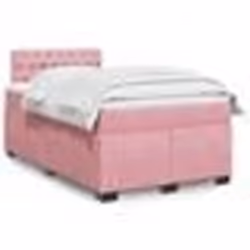 vidaXL Sommier à lattes de lit avec matelas Rose 120x200 cm Velours - 120 x 200 cm