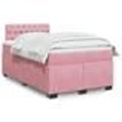 vidaXL Sommier à lattes de lit avec matelas Rose 120x200 cm Velours - 120 x 200 cm
