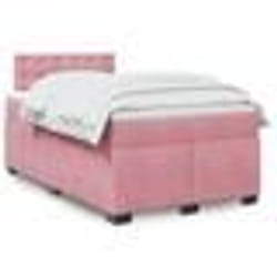 vidaXL Sommier à lattes de lit avec matelas Rose 120x200 cm Velours - 120 x 200 cm