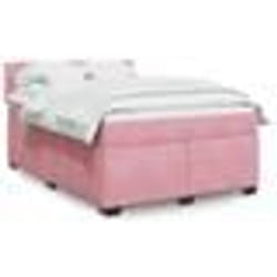 vidaXL Sommier à lattes de lit avec matelas Rose 140x190 cm Velours - 140 x 190 cm