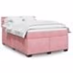 vidaXL Sommier à lattes de lit avec matelas Rose 140x190 cm Velours - 140 x 190 cm