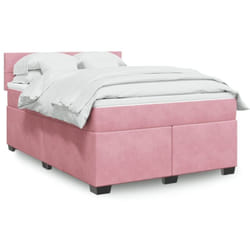 Vidaxl - Sommier À Lattes De Lit Et Matelas Rose Foncé 140x200cm Velours