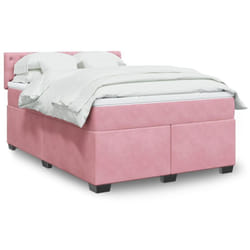 Vidaxl - Sommier À Lattes De Lit Et Matelas Rose Foncé 140x200cm Velours