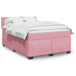 vidaXL Sommier à lattes de lit avec matelas Rose 160x200 cm Velours