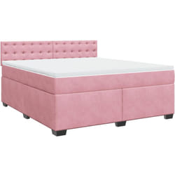 Vidaxl - Sommier À Lattes De Lit Avec Matelas Rose 180x200 Cm Velours