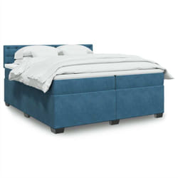 Vidaxl Sommier À Lattes De Lit Et Matelas Bleu 200x200 Cm Velours