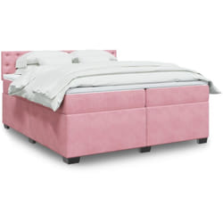 Vidaxl Sommier À Lattes De Lit Avec Matelas Rose 200x200 Cm Velours