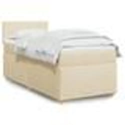 vidaXL Sommier à lattes de lit et matelas Crème 90x190 cm Tissu - 90 x 190 cm