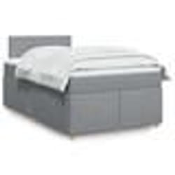 vidaXL Sommier à lattes de lit avec matelas Gris clair 120x200cm Tissu - 120 x 200 cm