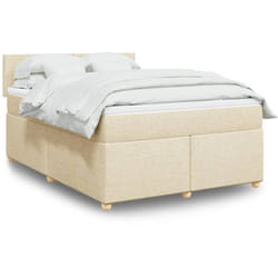 Vidaxl - Sommier À Lattes De Lit Avec Matelas Crème 160x200 Cm Tissu