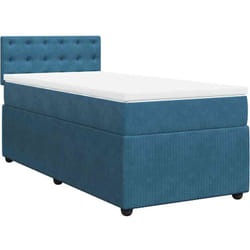Sommier À Lattes De Lit Avec Matelas Bleu 90x200 Cm Velours Vidaxl