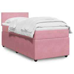 vidaXL Sommier à lattes de lit avec matelas Rose 100x200 cm Velours - 100 x 200 cm