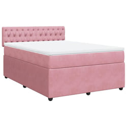 Vidaxl - Sommier À Lattes De Lit Avec Matelas Rose 140x190 Cm Velours