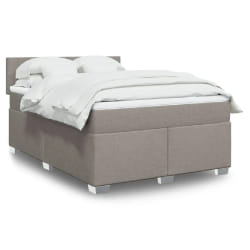 vidaXL Sommier à lattes de lit avec matelas Taupe 140x190 cm Tissu - 140 x 190 cm