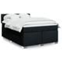 vidaXL Sommier à lattes de lit avec matelas Noir 140x190 cm Tissu - 140 x 190 cm