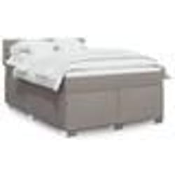 vidaXL Sommier à lattes de lit avec matelas Taupe 140x190 cm Tissu - 140 x 190 cm