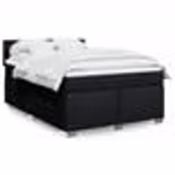 vidaXL Sommier à lattes de lit avec matelas Noir 140x190 cm Tissu - 140 x 190 cm